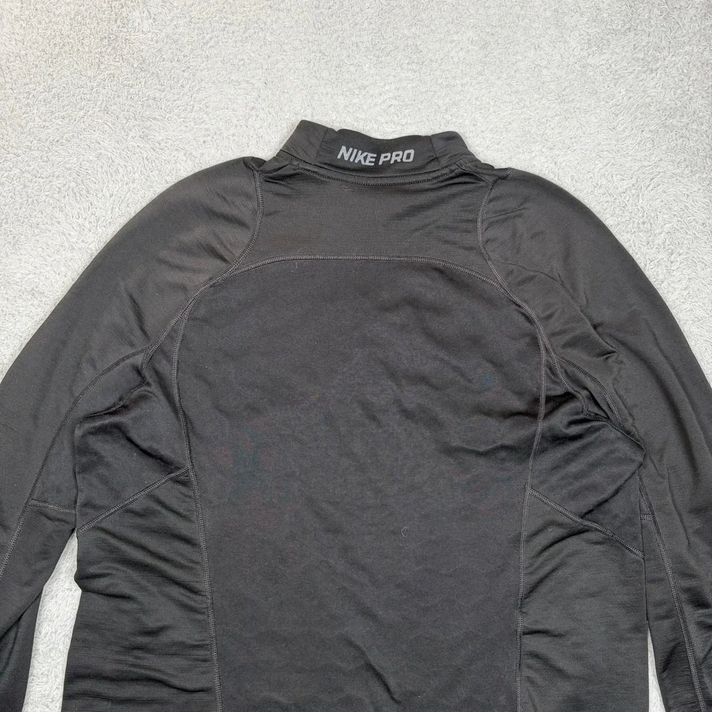 Nike Pro Hyperwarm Women Black‎ Quarter Zip Pullover Fitted Thumbhole Top Large